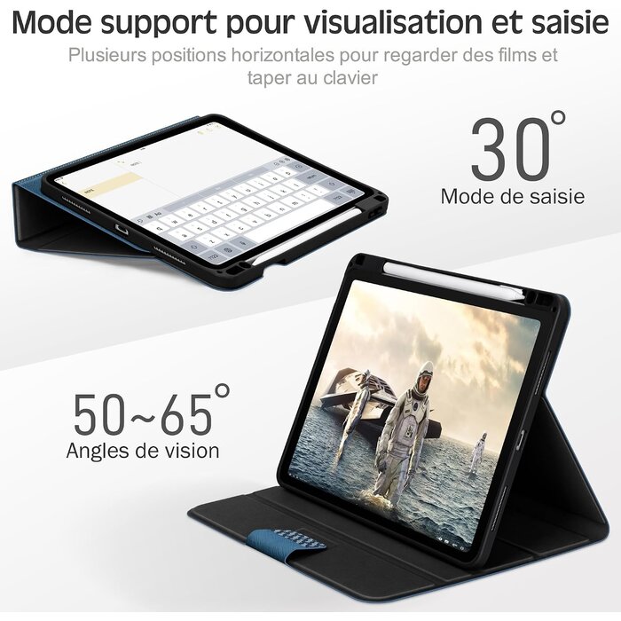Étui iPad Air 11" et 10,9" - Bleu - Support Stylet - Jusqu'à 34% de remise