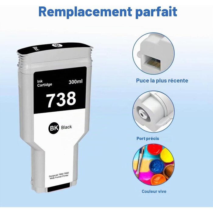 Lot de 4 cartouches 738XL pour traceurs HP - Jusqu'à 78% de remise