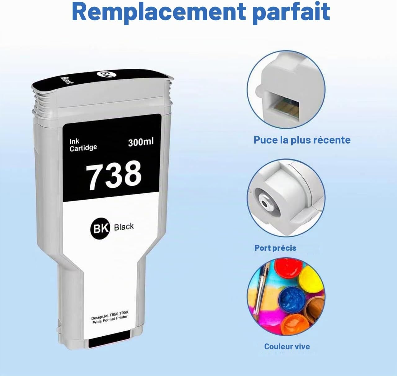 Lot de 4 cartouches 738XL pour traceurs HP - Jusqu'à 78% de remise