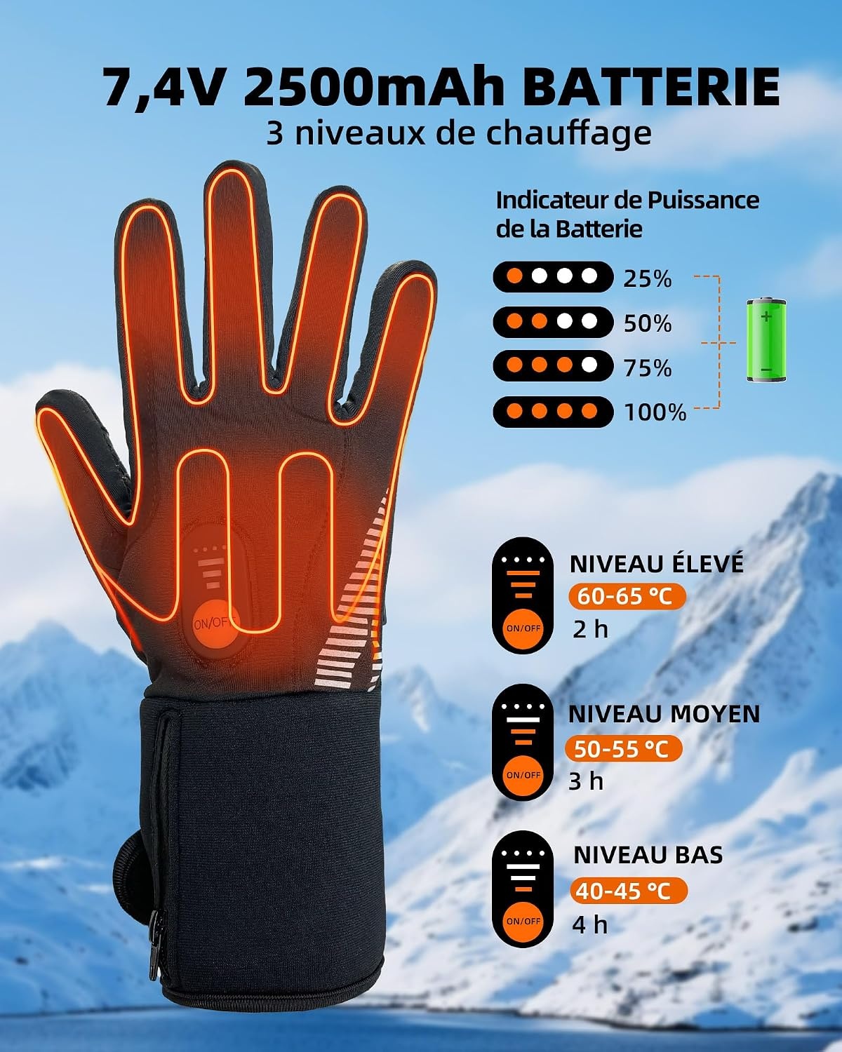 Gants chauffants rechargeables - Unisexe - Jusqu'à -79% sur le prix