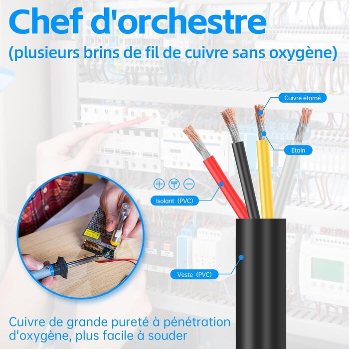 Câble électrique 4 conducteurs 14AWG 9m - Jusqu'à -73% sur le prix neuf