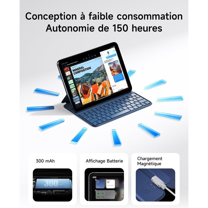 Hou Étui clavier pour iPad 10 (10,9") - QWERTY Espagnol - Bleu - Jusqu'à -76%