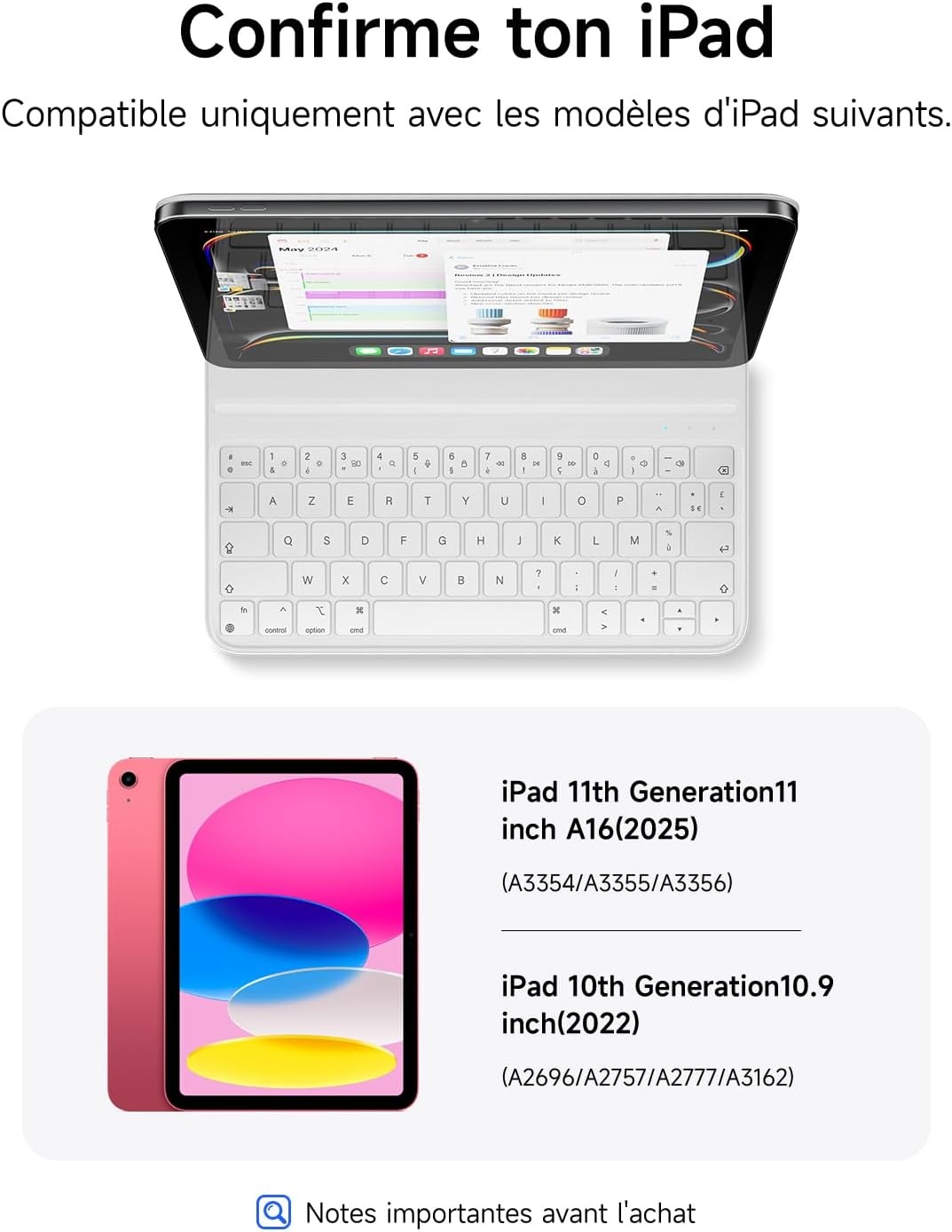 Hou Étui clavier pour iPad 10 (2022) - Blanc - Jusqu'à 75% de réduction