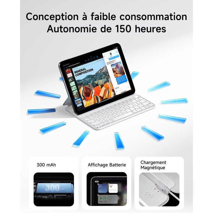 Hou Étui clavier ultra-fin pour iPad 10 - Blanc - Jusqu'à -75%