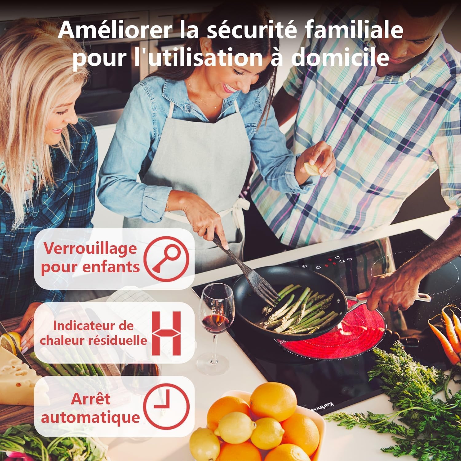 Table de cuisson vitrocéramique 60 cm - 3 zones - Jusqu'à -77% de réduction