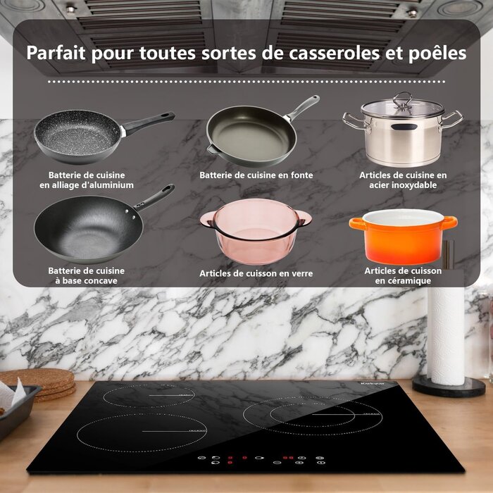 Table de cuisson vitrocéramique 60 cm - 3 zones - Jusqu'à -77% de réduction