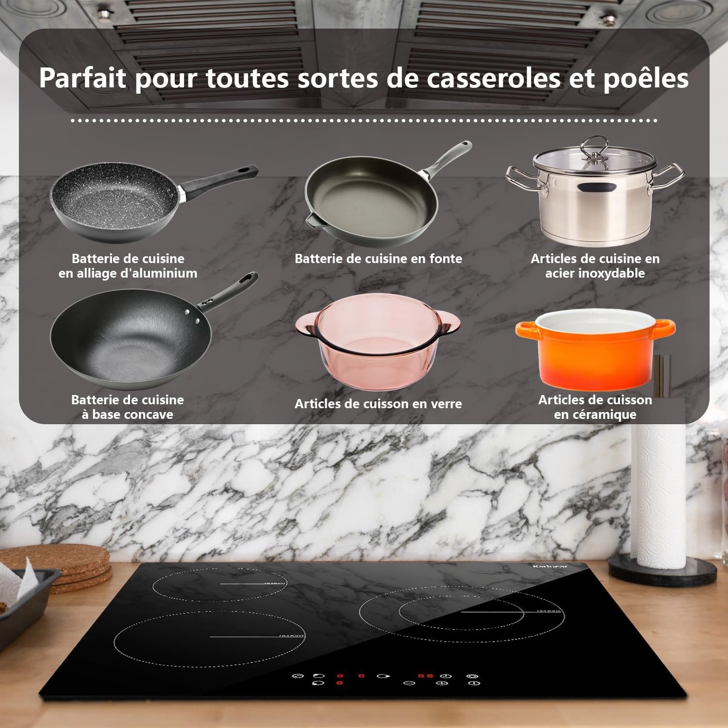 Table de cuisson vitrocéramique 60 cm - 3 zones - Jusqu'à -77% de réduction