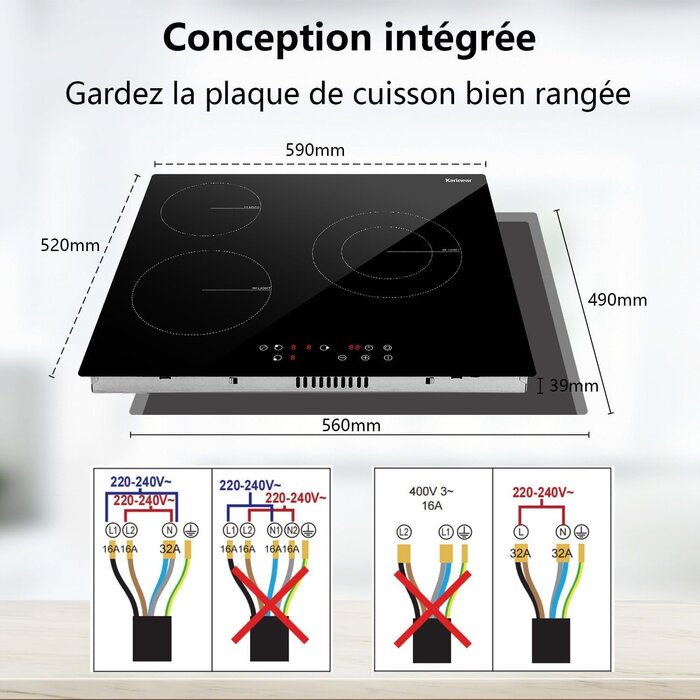 Table de cuisson vitrocéramique 60 cm - 3 zones - Jusqu'à -77% de réduction