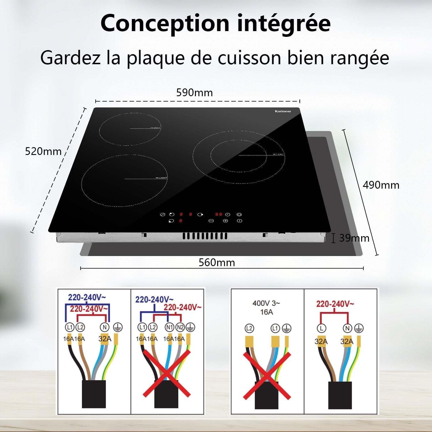 Table de cuisson vitrocéramique 60 cm - 3 zones - Jusqu'à -77% de réduction