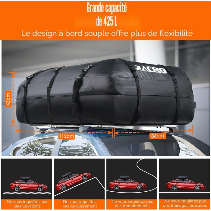 Sac de toit souple 425L - Étanche & Universel - Jusqu'à -34%