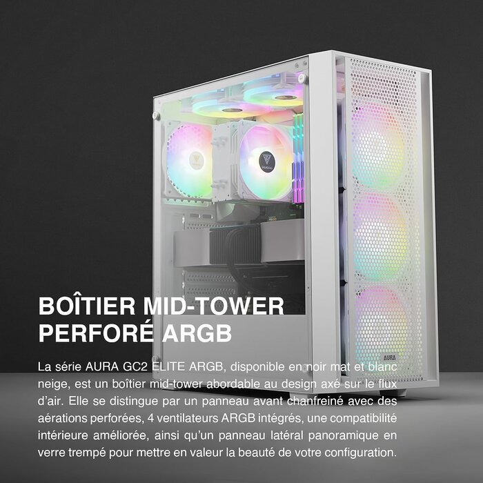 Boîtier PC ATX Blanc - 4 Ventilateurs ARGB - Jusqu'à 74% de remise