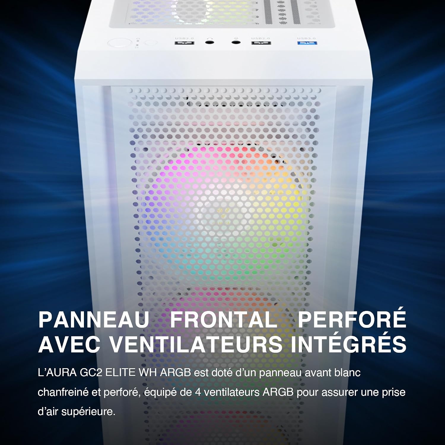 Boîtier PC ATX Blanc - 4 Ventilateurs ARGB - Jusqu'à 74% de remise