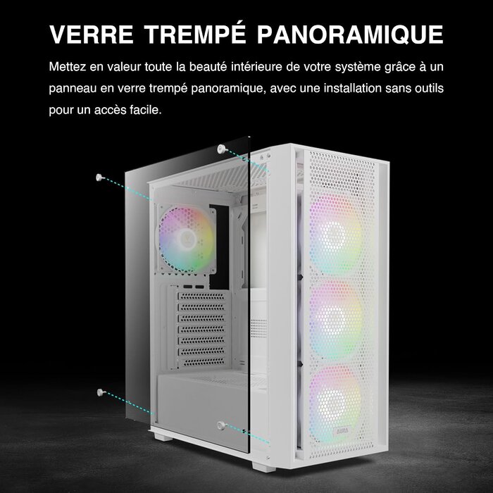 Boîtier PC ATX Blanc - 4 Ventilateurs ARGB - Jusqu'à 74% de remise