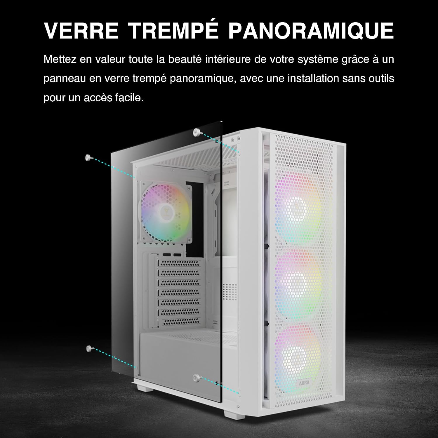 Boîtier PC ATX Blanc - 4 Ventilateurs ARGB - Jusqu'à 74% de remise