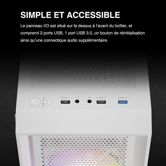Boîtier PC ATX Blanc - 4 Ventilateurs ARGB - Jusqu'à 74% de remise