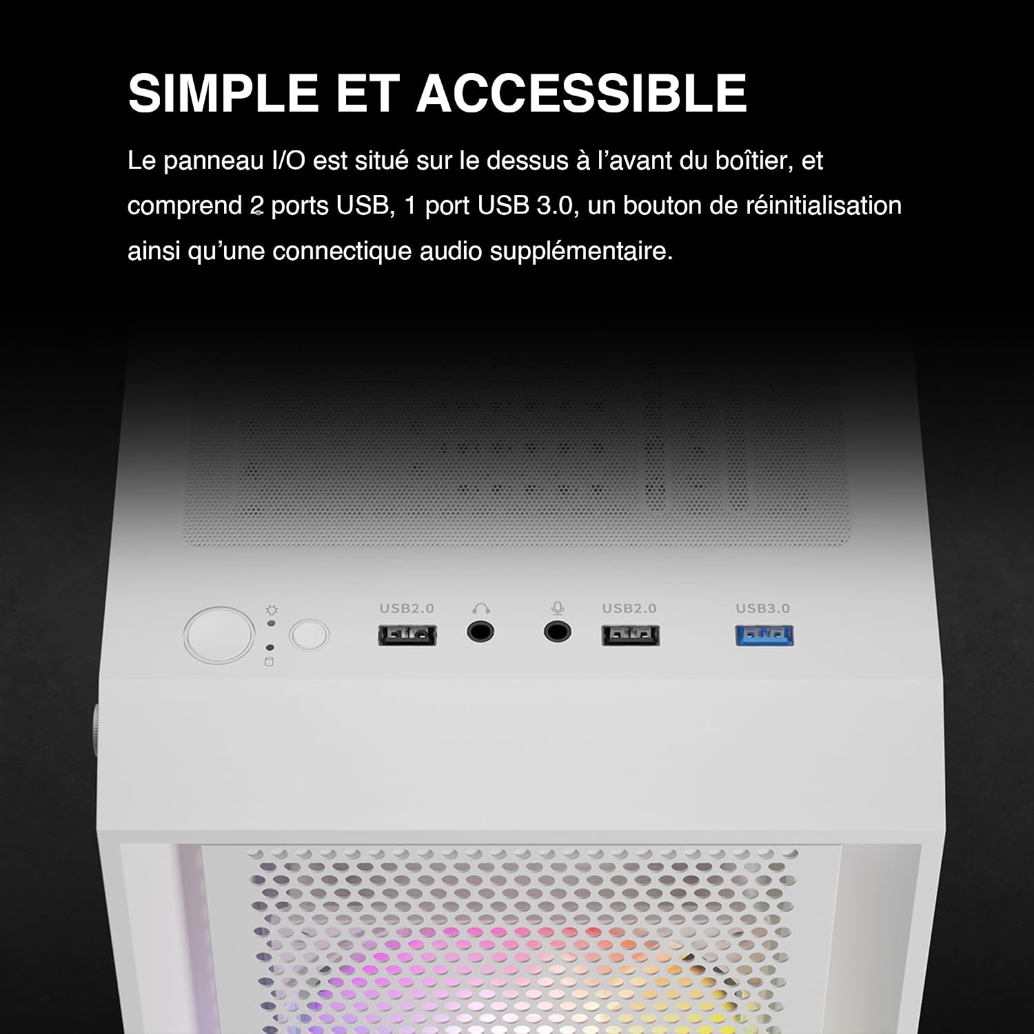 Boîtier PC ATX Blanc - 4 Ventilateurs ARGB - Jusqu'à 74% de remise