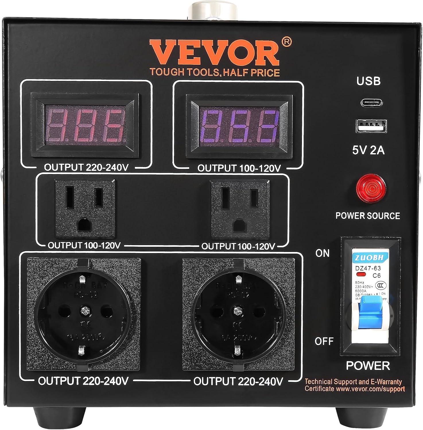 Vevor Convertisseur de tension 2000W bidirectionnel - Jusqu'à -73% sur le stock