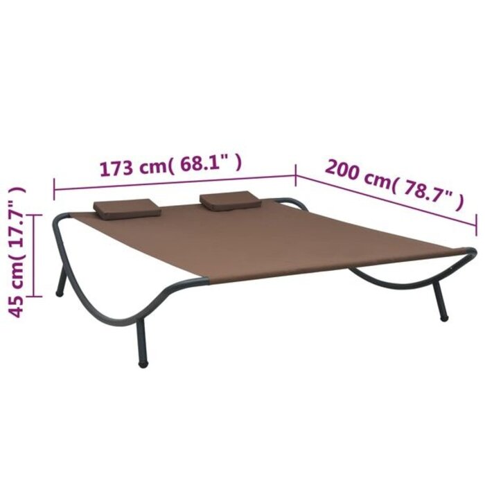 Vidaxl Bain de soleil double en tissu marron - Jusqu'à -40% sur le prix