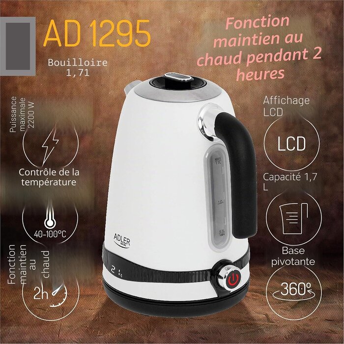 Bouilloire Électrique 1,7L LCD 2200W - Jusqu'à -33% sur l'Outlet