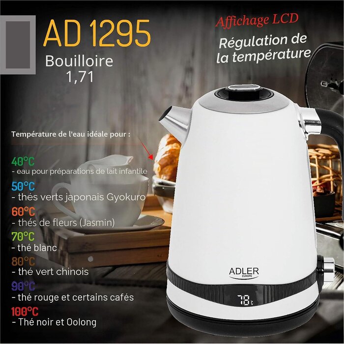 Bouilloire Électrique 1,7L LCD 2200W - Jusqu'à -33% sur l'Outlet