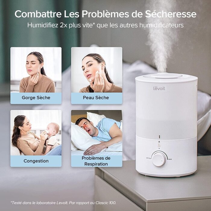 Humidificateur d'air 3L avec diffuseur et veilleuse - Jusqu'à -29%