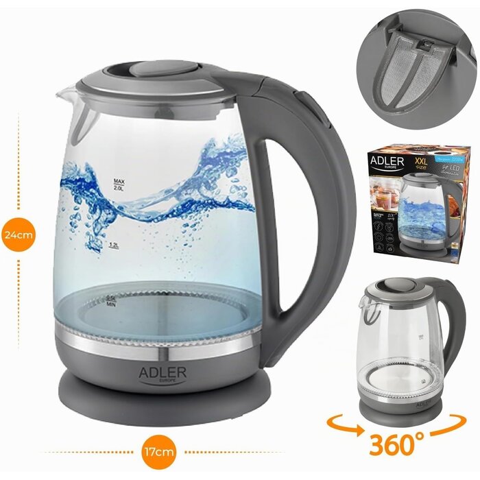 Bouilloire électrique en verre 2L 2000W - Jusqu'à 27% de remise