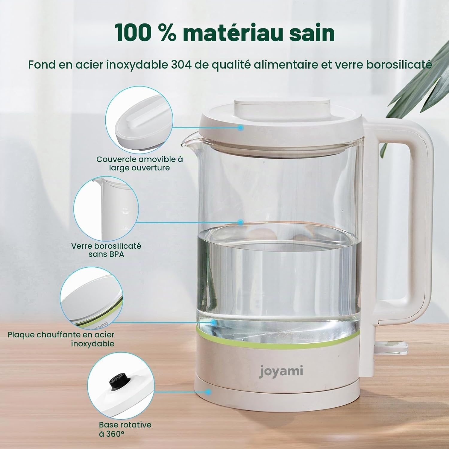 Bouilloire électrique en verre 1,5 L - Jusqu'à 26% de remise