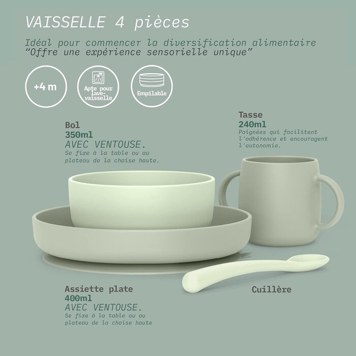 Set de repas bébé en silicone - Rose - Jusqu'à -67%