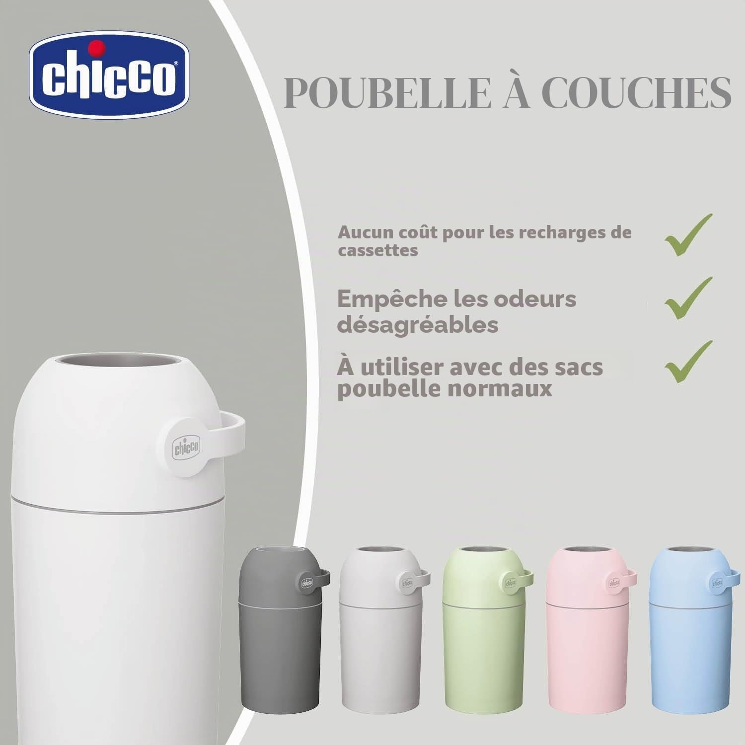 Chicco Poubelle à couches compacte anti-odeurs - Jusqu'à 34 % de réduction