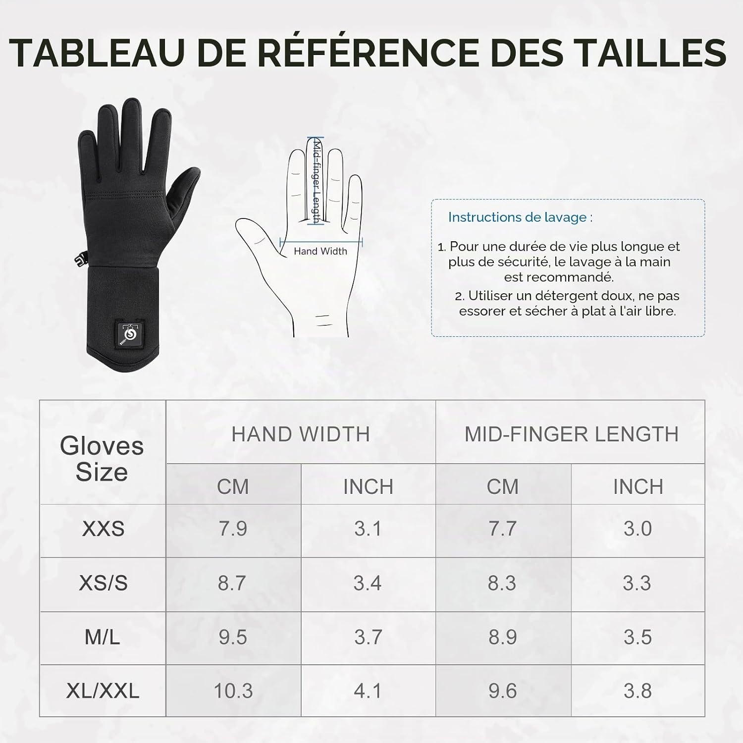 Day Wolf Sous-gants chauffants électriques unisexes XS-S - Jusqu'à 70% de remise