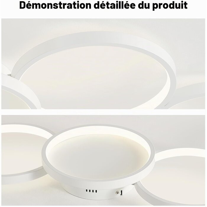 Plafonnier LED 5 anneaux 50W Dimmable - Design Moderne - Jusqu'à -69%