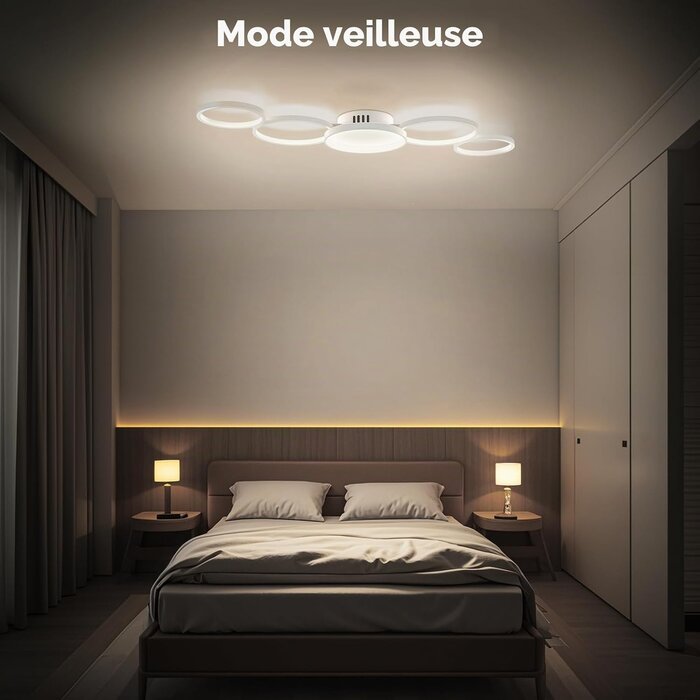 Plafonnier LED 5 anneaux 50W Dimmable - Design Moderne - Jusqu'à -69%