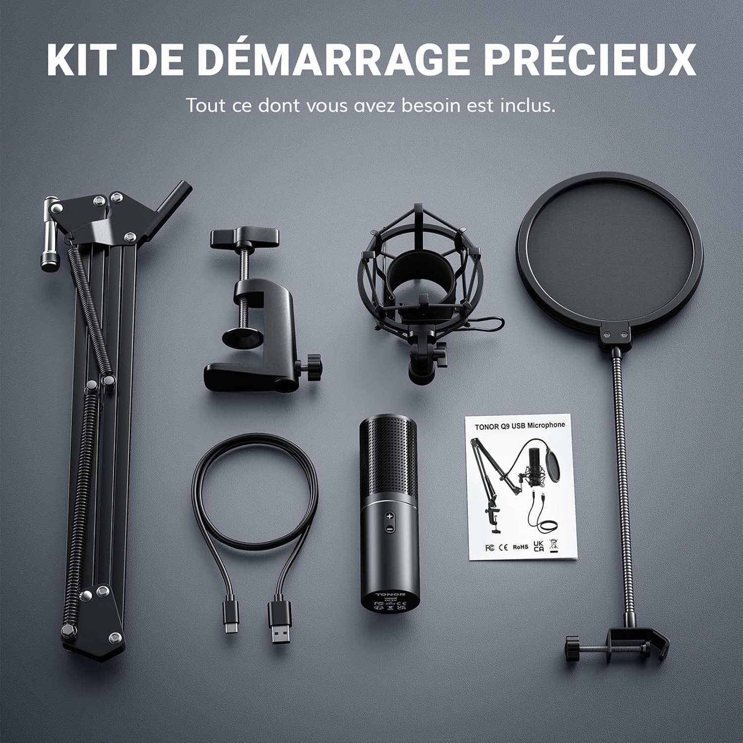 Tonor Microphone USB Professionnel avec Bras Articulé - Jusqu'à 69% de remise