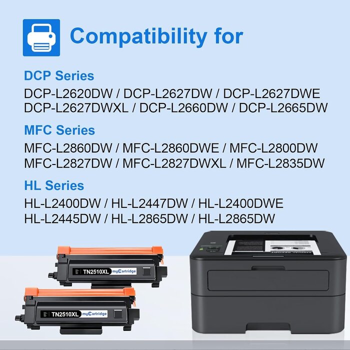 Mycartridge Lot de 2 Toners Haute Capacité Compatibles TN2510XL - Jusqu'à -68%