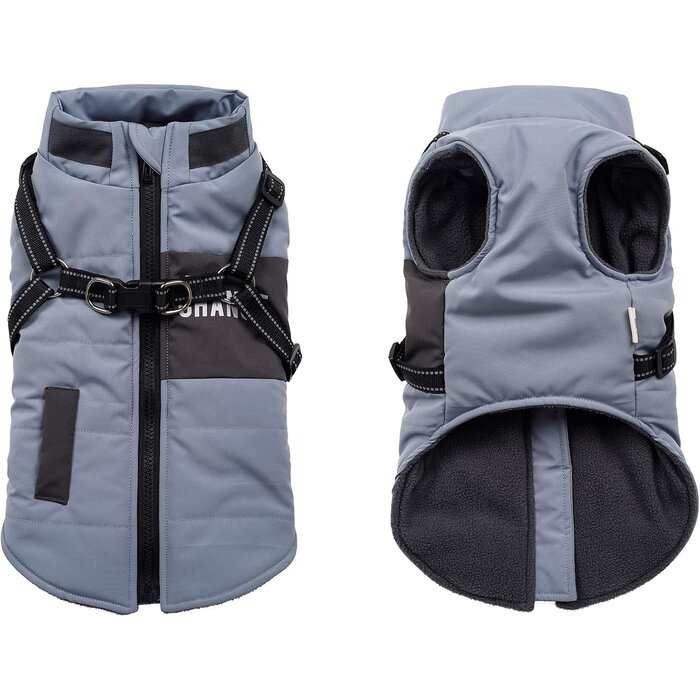 Manteau d'hiver pour chien avec harnais intégré - Bleu - Jusqu'à 64% de remise