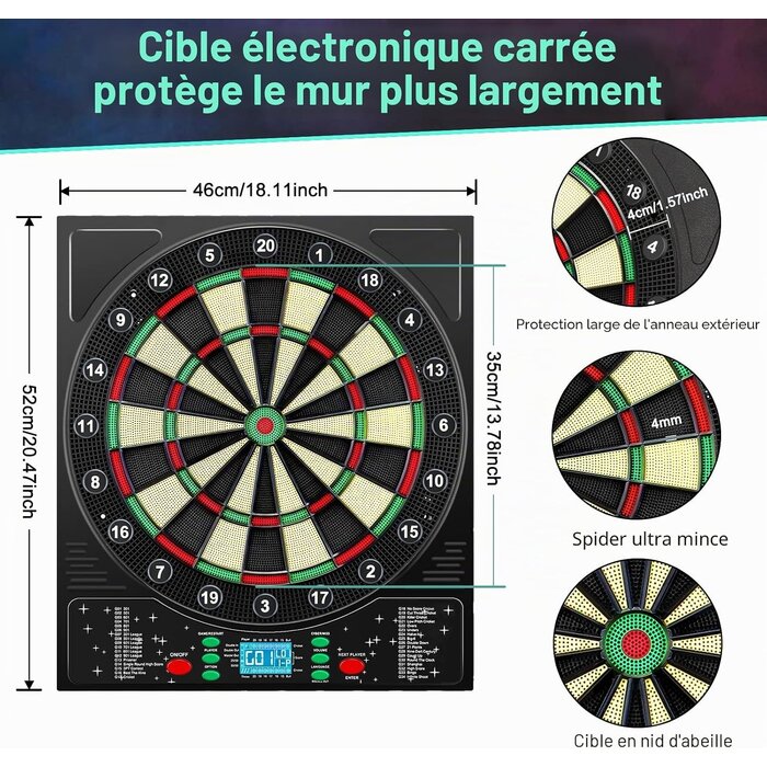 Cible de fléchettes électronique 34 jeux - Jusqu'à 67% de réduction