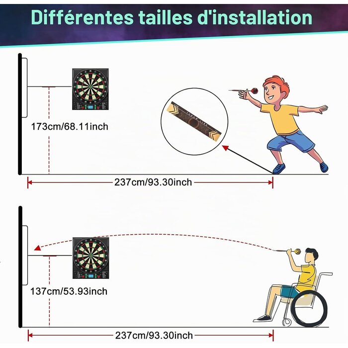 Cible de fléchettes électronique 34 jeux - Jusqu'à 67% de réduction