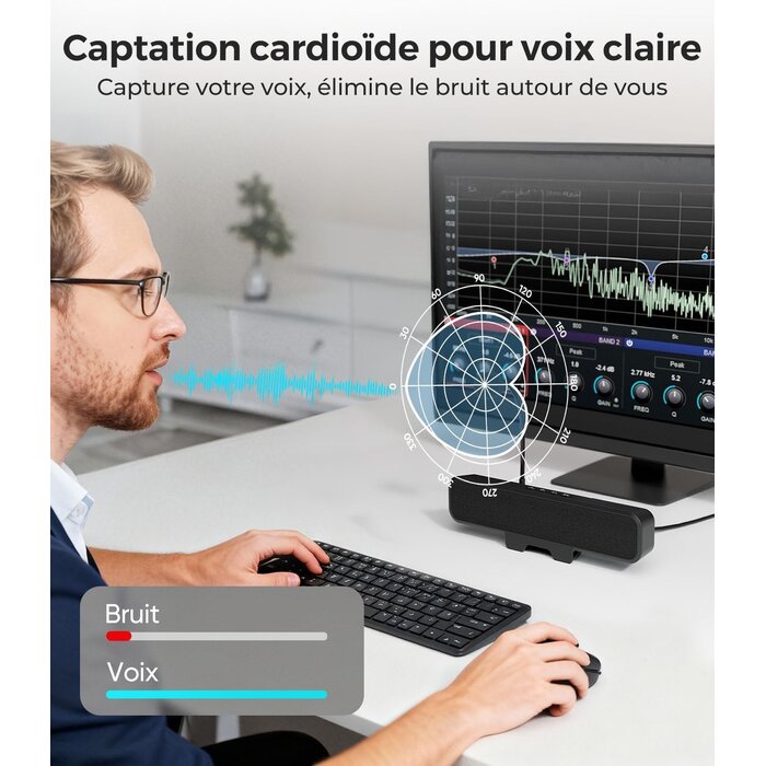 Barre de son PC USB avec micro amovible - Jusqu'à 66% de remise