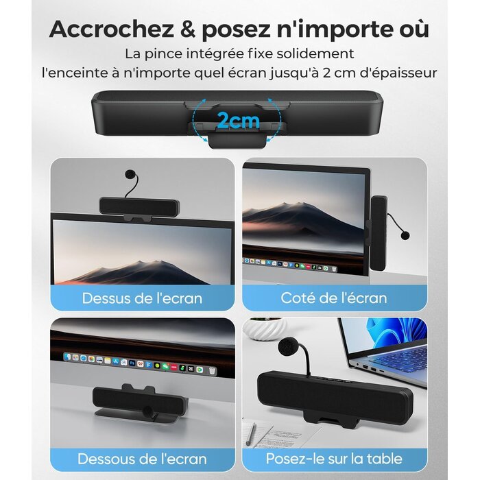 Barre de son PC USB avec micro amovible - Jusqu'à 66% de remise