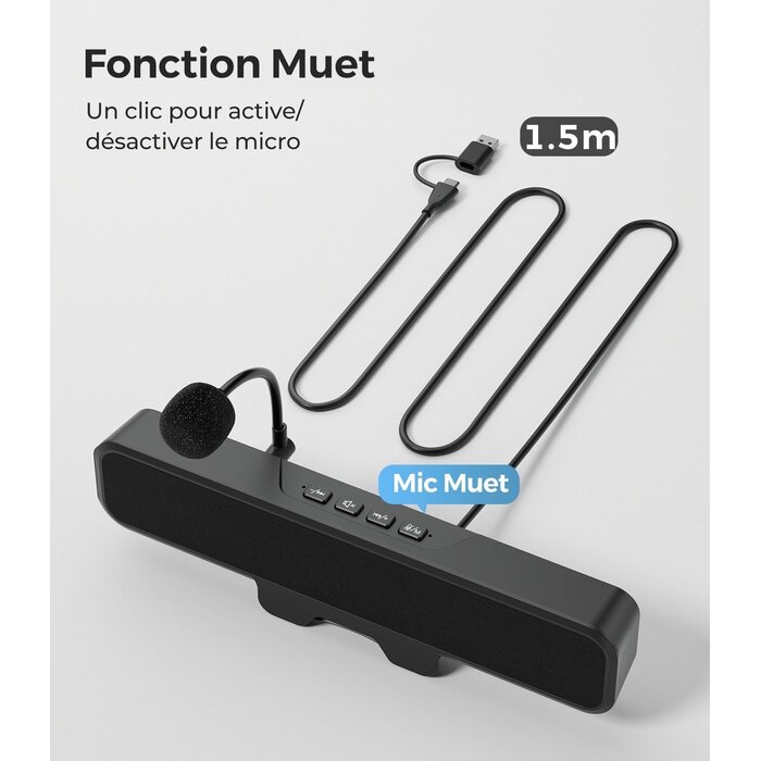 Barre de son PC USB avec micro amovible - Jusqu'à 66% de remise