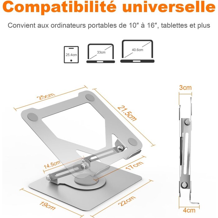Support PC Portable en Aluminium - Ergonomique et Pliable - Jusqu'à -26%