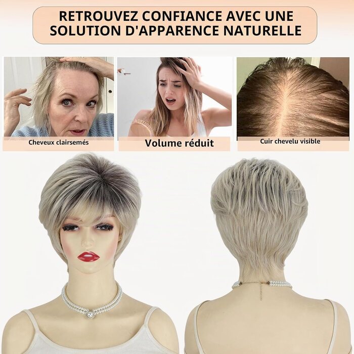 Perruque Pixie Ombré Blond Platine - Jusqu'à 65% de réduction