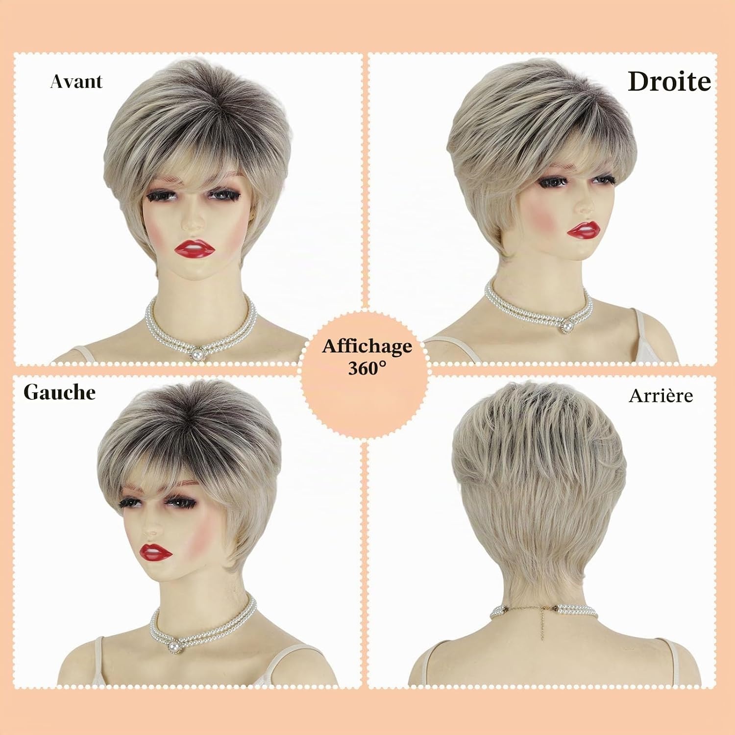 Perruque Pixie Ombré Blond Platine - Jusqu'à 65% de réduction