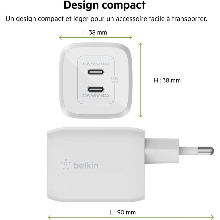 Chargeur Secteur USB-C 65W GaN - Jusqu'à -33% sur l'Outlet