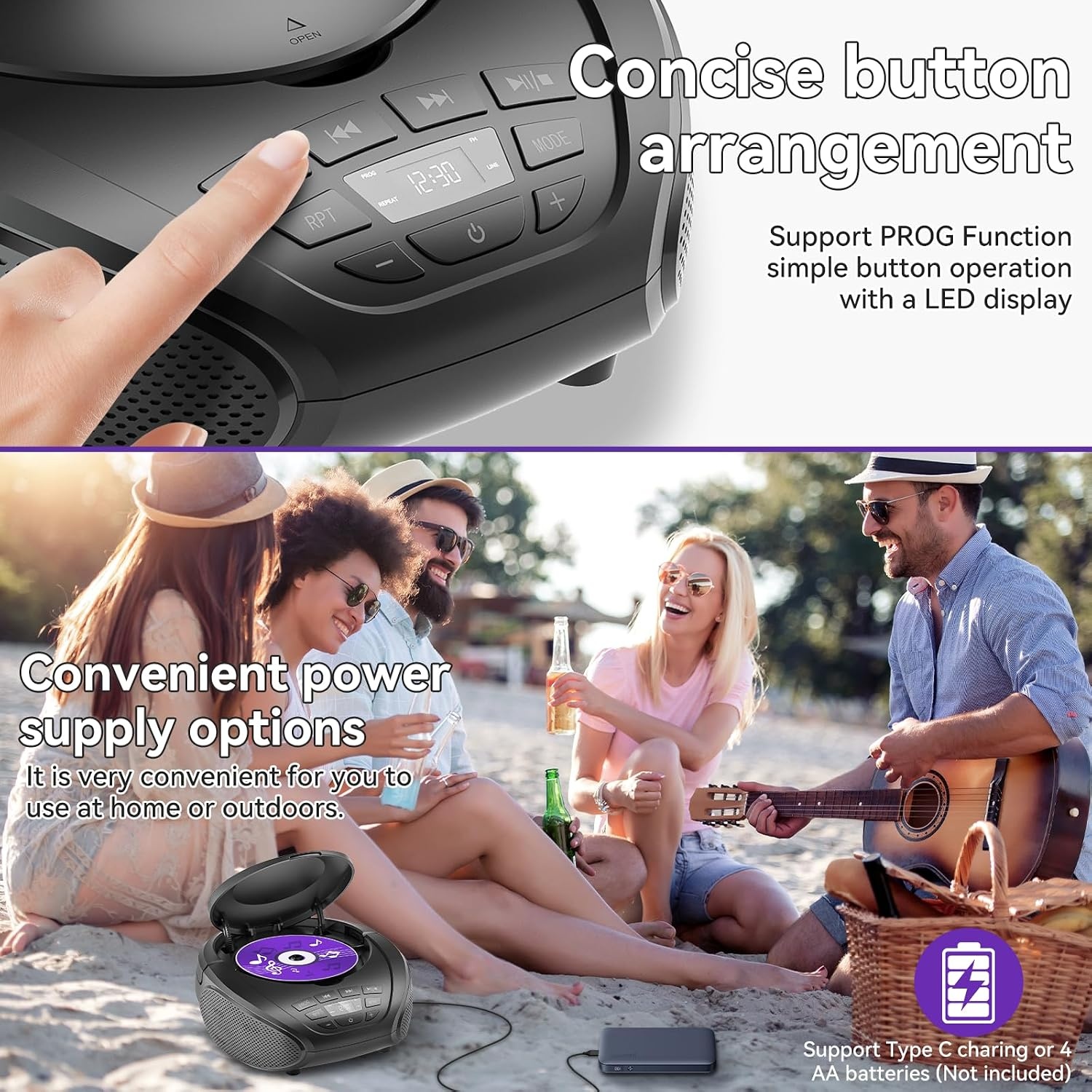 Boombox Radio CD Portable - Jusqu'à -33% sur vos articles préférés