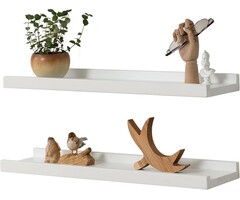Lot de 2 étagères murales chêne massif 40cm - Blanc - Jusqu'à -66%