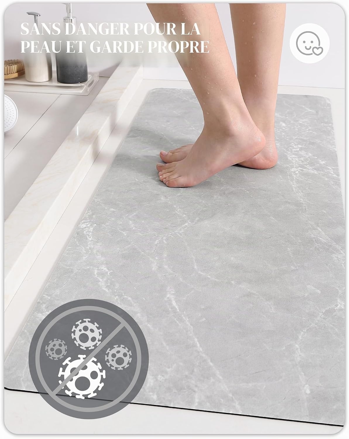 Tapis de bain effet marbre 43x110 cm - Jusqu'à -63%