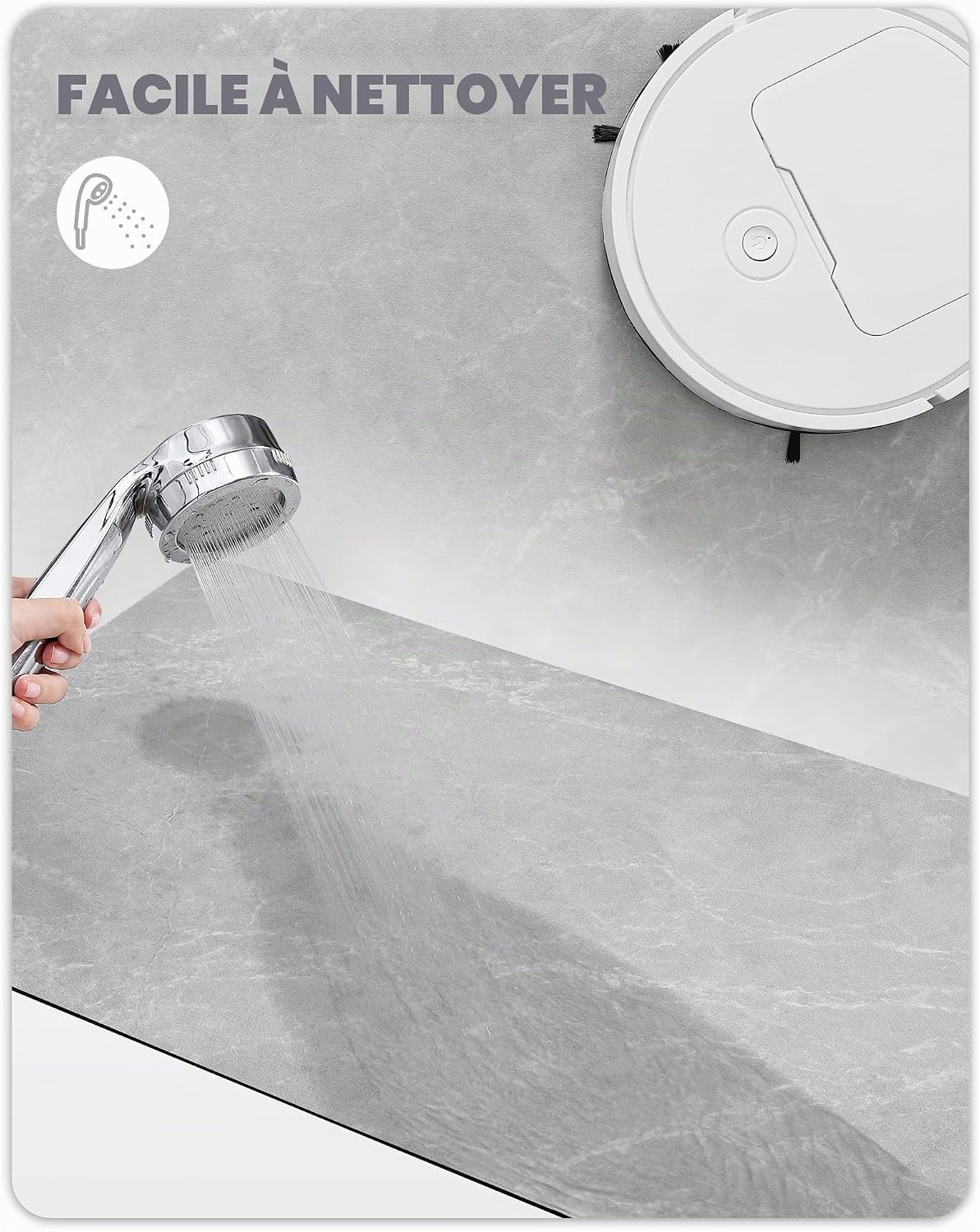 Tapis de bain effet marbre 43x110 cm - Antidérapant - Jusqu'à -63%