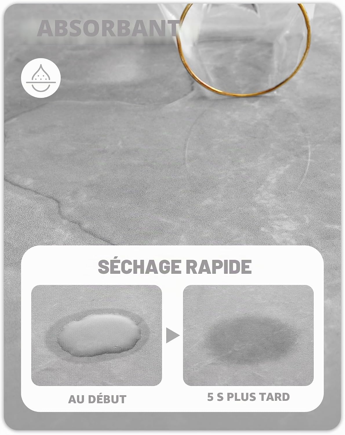 Tapis de bain effet marbre 43x110 cm - Antidérapant - Jusqu'à -63%