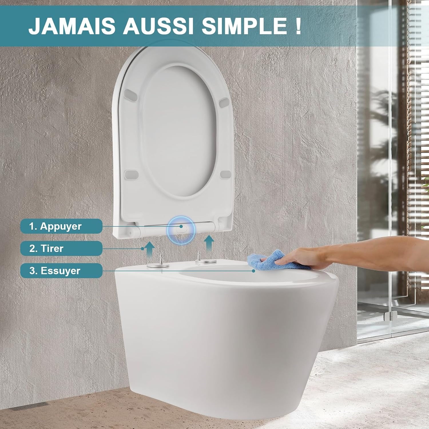 Abattant WC forme D - Fermeture douce - Jusqu'à 64% de remise